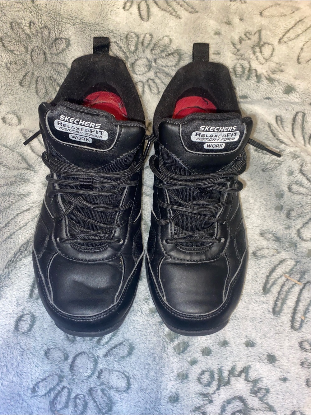 Skechers Black Athletic Work Sneakers with Red Liner